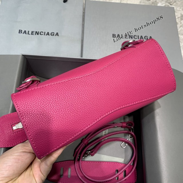 Balenciaga專櫃爆款荔枝紋玫紅色手袋手提包 638512 巴黎世家小號Neo Classic機車包 fyj1444